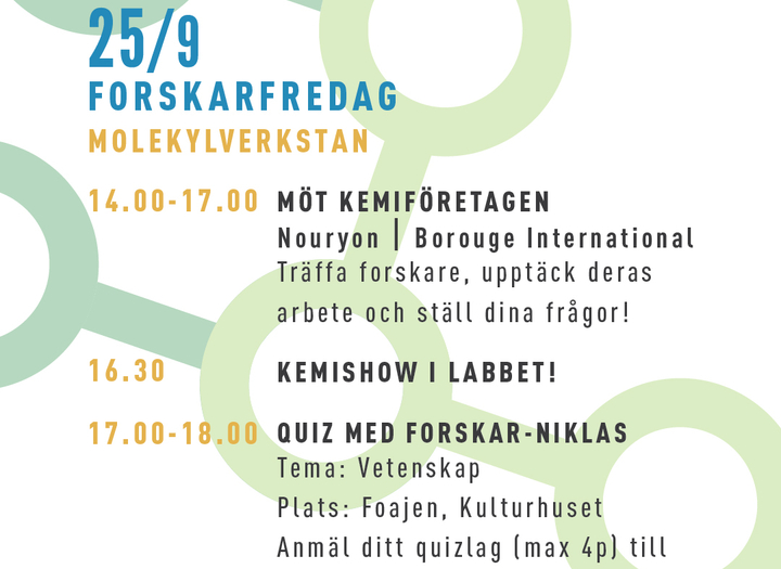Forskarfredag- forskare, kemishow, quiz med forskare