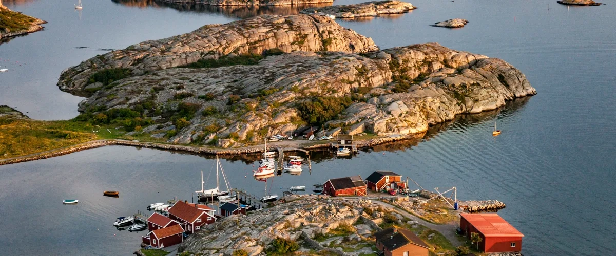 Flygvy över Heestrand