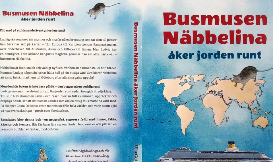 Bild på boken "Busmusen Näbbelina åker jorden runt"