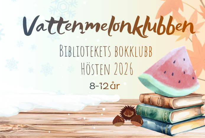 En höstig och vintrig bild med en vattenmelon och böcker på