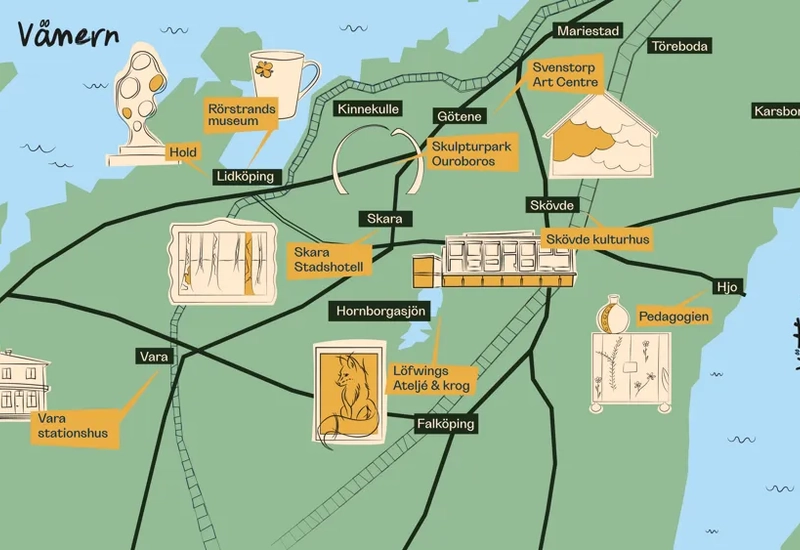 En karta över en stad med många byggnader.