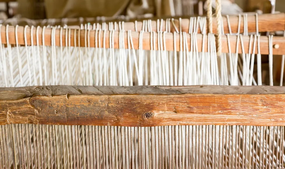 äldre vävstol, väverskan, upplevmark