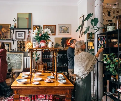 Besökare i en second hand butik.