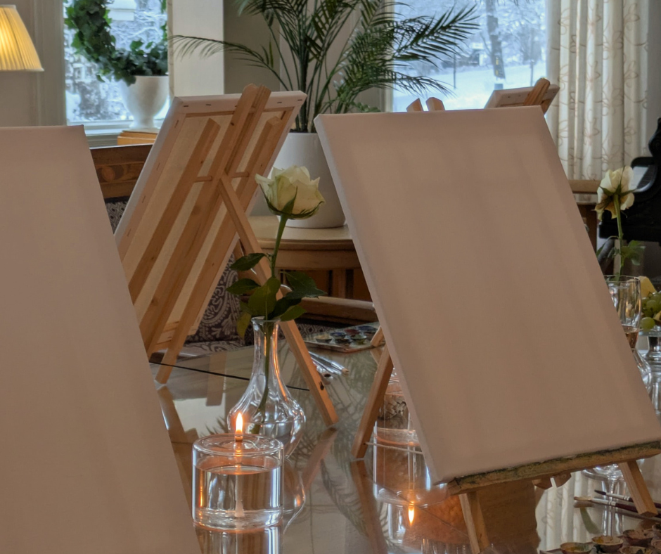 Måla steg för steg & ett glas bubbel och underbar charbricka