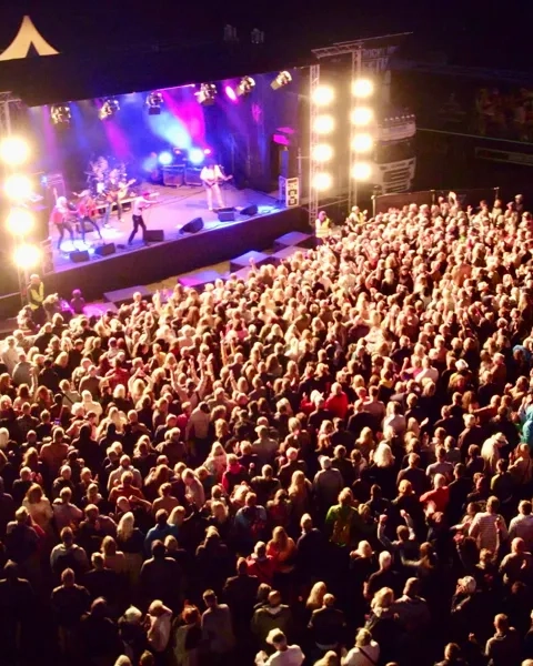 Konsert med stor publik framför en scen