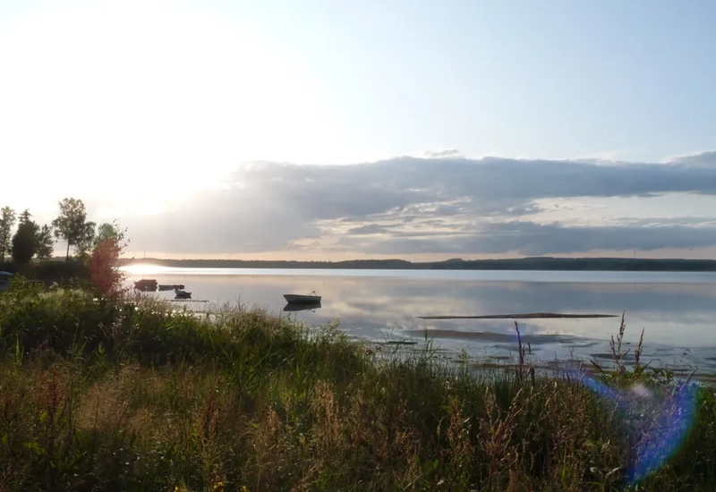 Solnedgång över Mullsjön i Hjo.