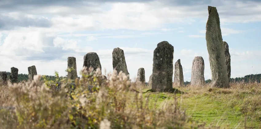 Stenskepp, en grupp av stenar som står på ett fält vid Blomsholm.