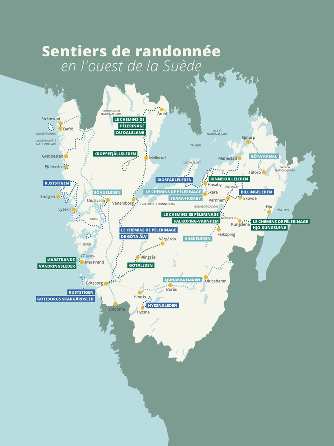 Sentiers de randonnée en l'Ouest de la Suède
