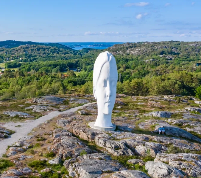 Skulptur i Pilane. Drönarbild över Anna