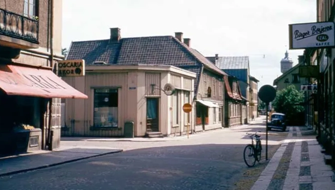 Gammalt foto från Klostergatan Skara