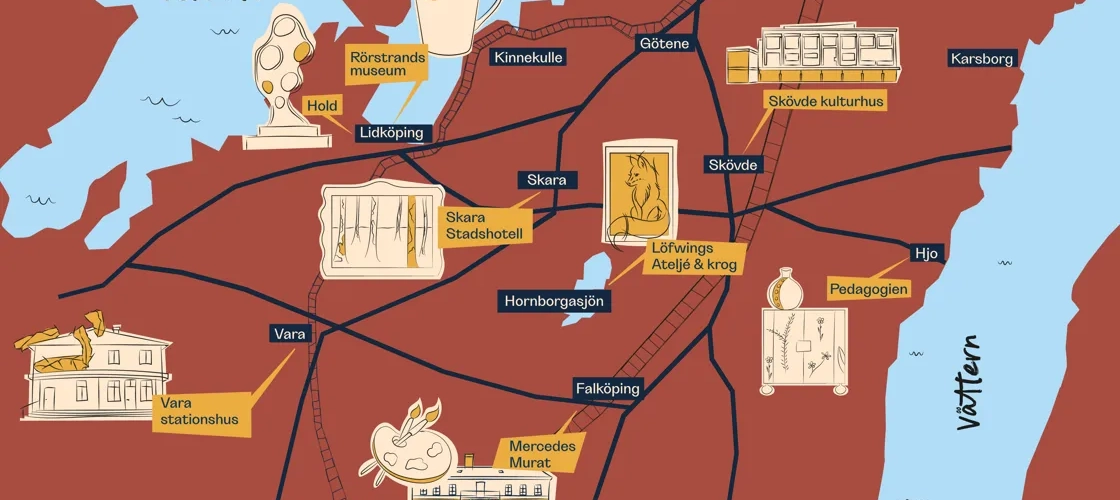 En karta över en stad med många byggnader.