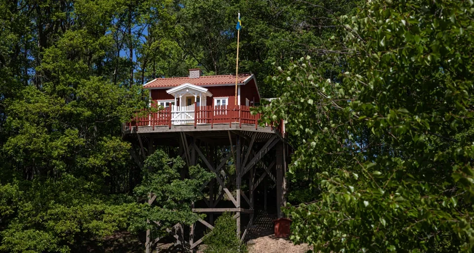 Trädhushotell mitt i naturen.