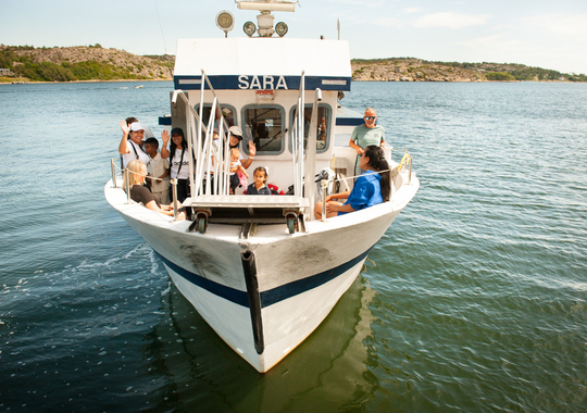 Turbåt angör trädgården Alaska