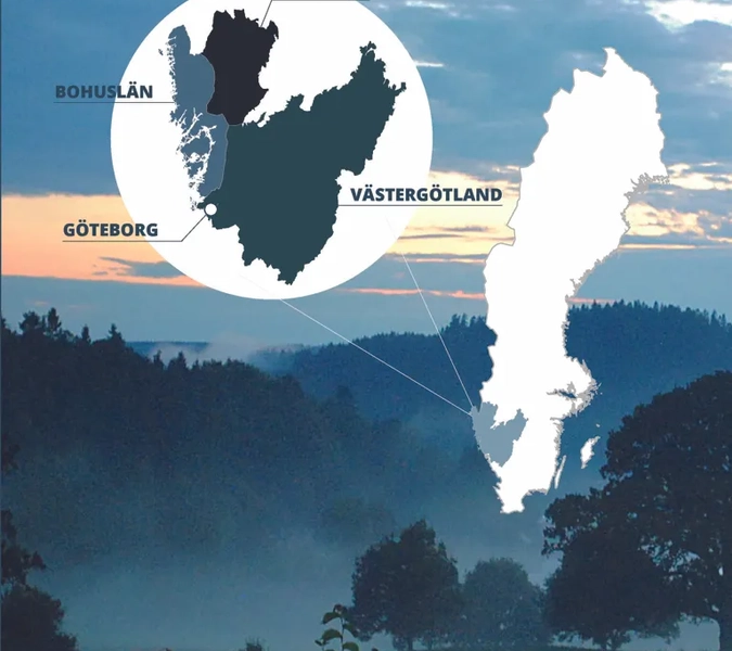 A map of West sweden