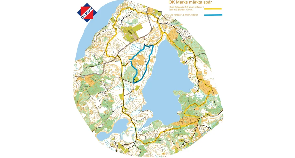 En karta över en stad med en flagga på.