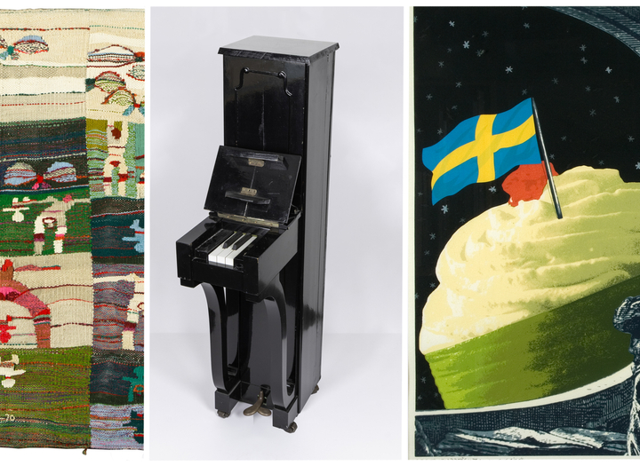Ett bildcollage som visar tre konstverk ur Göteborgs Stads konstsamling.