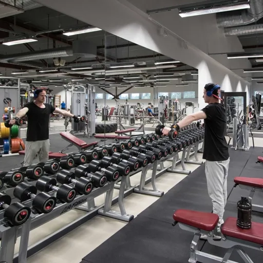 Ett gym fyllt med massor av maskiner och människor.