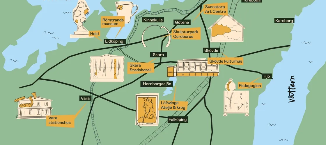 En karta över en stad med många byggnader.