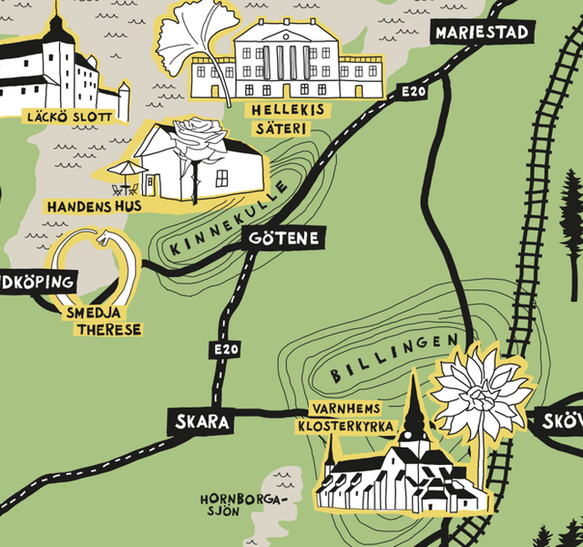 A map of a park with a lot of trees.