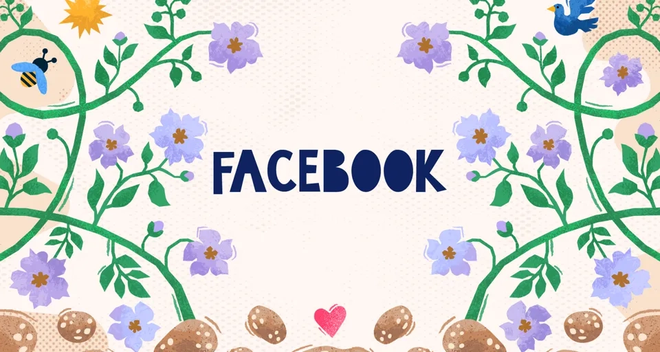 En bild av en facebooksida med blommor och stenar.