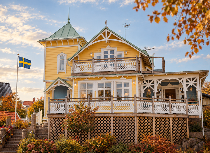 Gula Villan i höstskrud