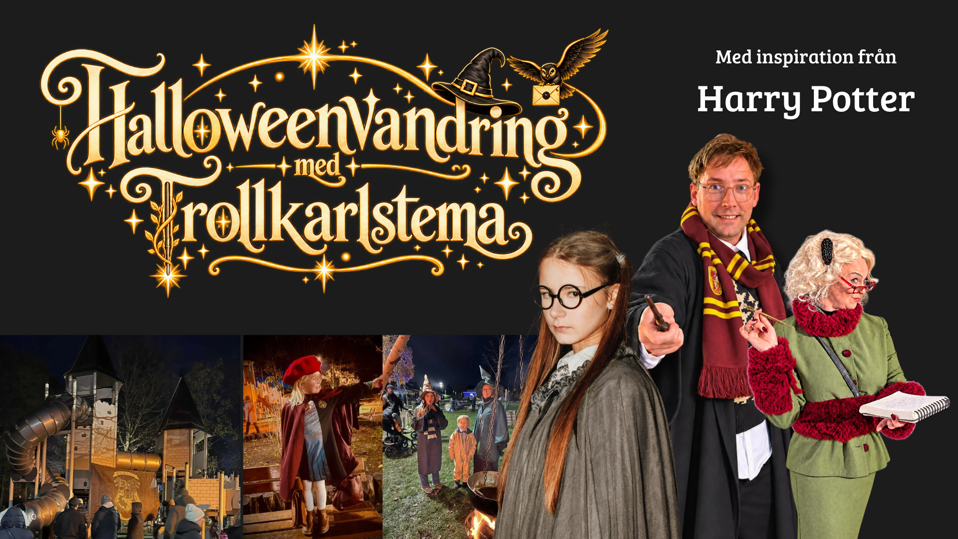 Halloweenvandring med trollkarlstema