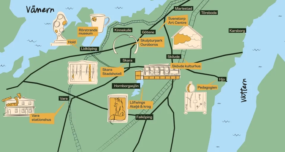 En karta över en stad med många byggnader.