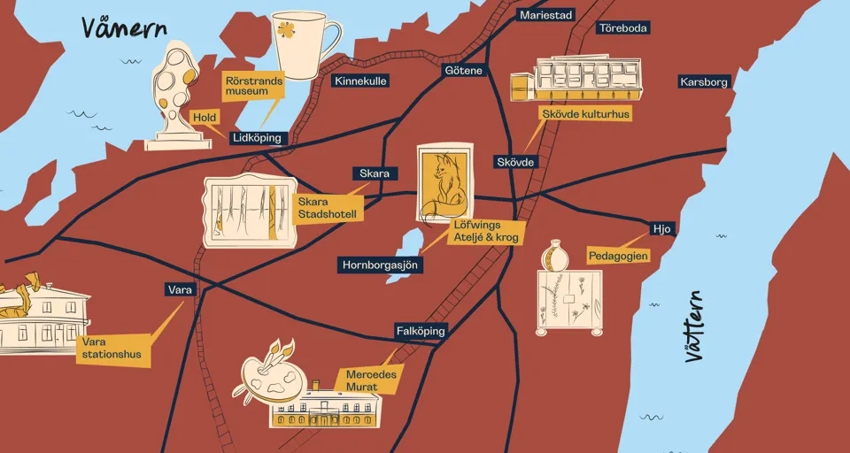 En karta över en stad med många byggnader.