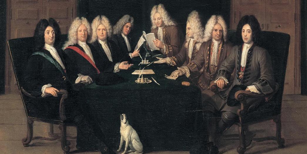 Fredsförhandlingen i Baden 1714, målning av Rudolf Huber.