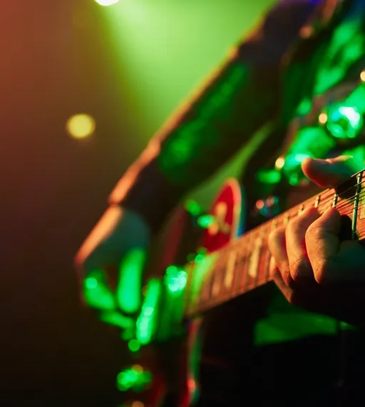 Kvinna sjunger på musikscen.