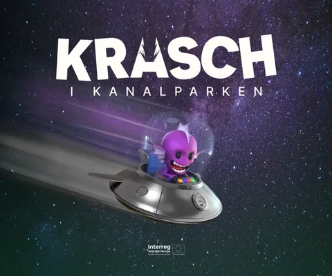 En tecknad bild av en utomjording i ett rymdskepp