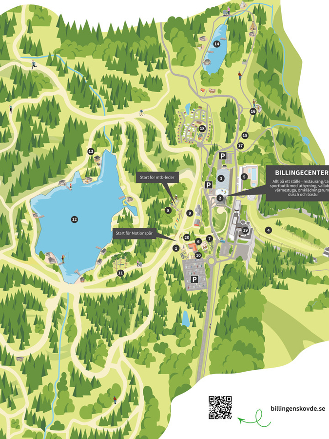 Tecknad karta över Billingen