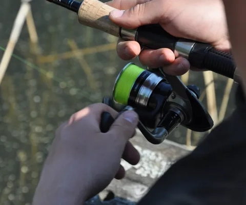 Närbild på kastspö