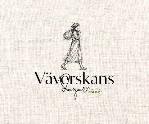 En teckning av en person som går med en tygpåse på axeln.