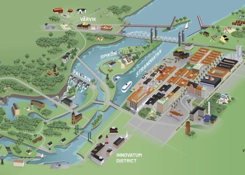 Tecknad karta över Trollhätte Kanalpark