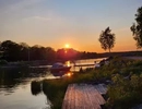 Solnedgång över Skräckleparken