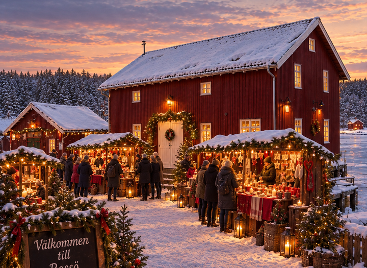 AI-generad bild på julmarknad på Rossö.