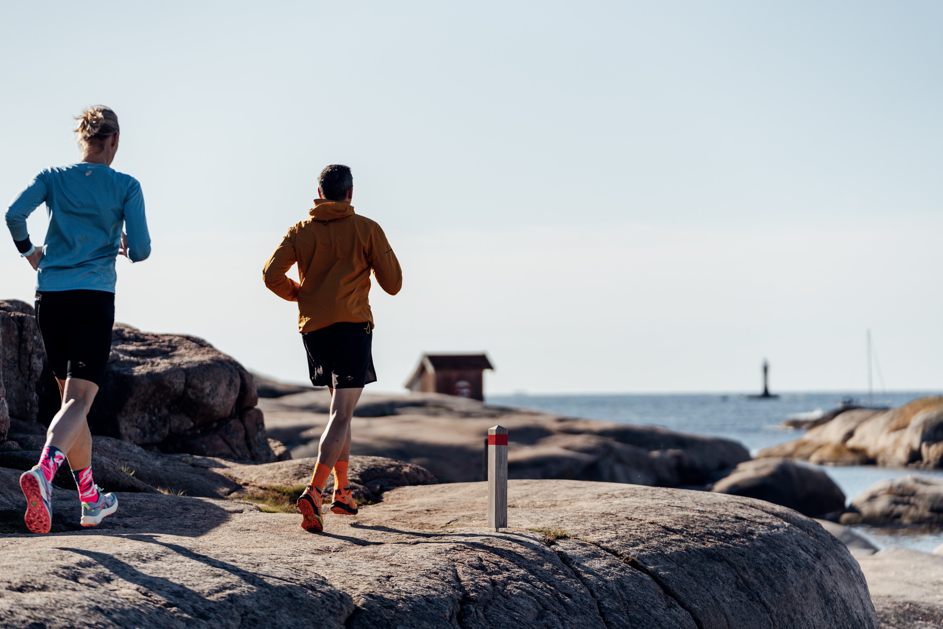 Trail runners on the cliffs on the Swedish west coast.