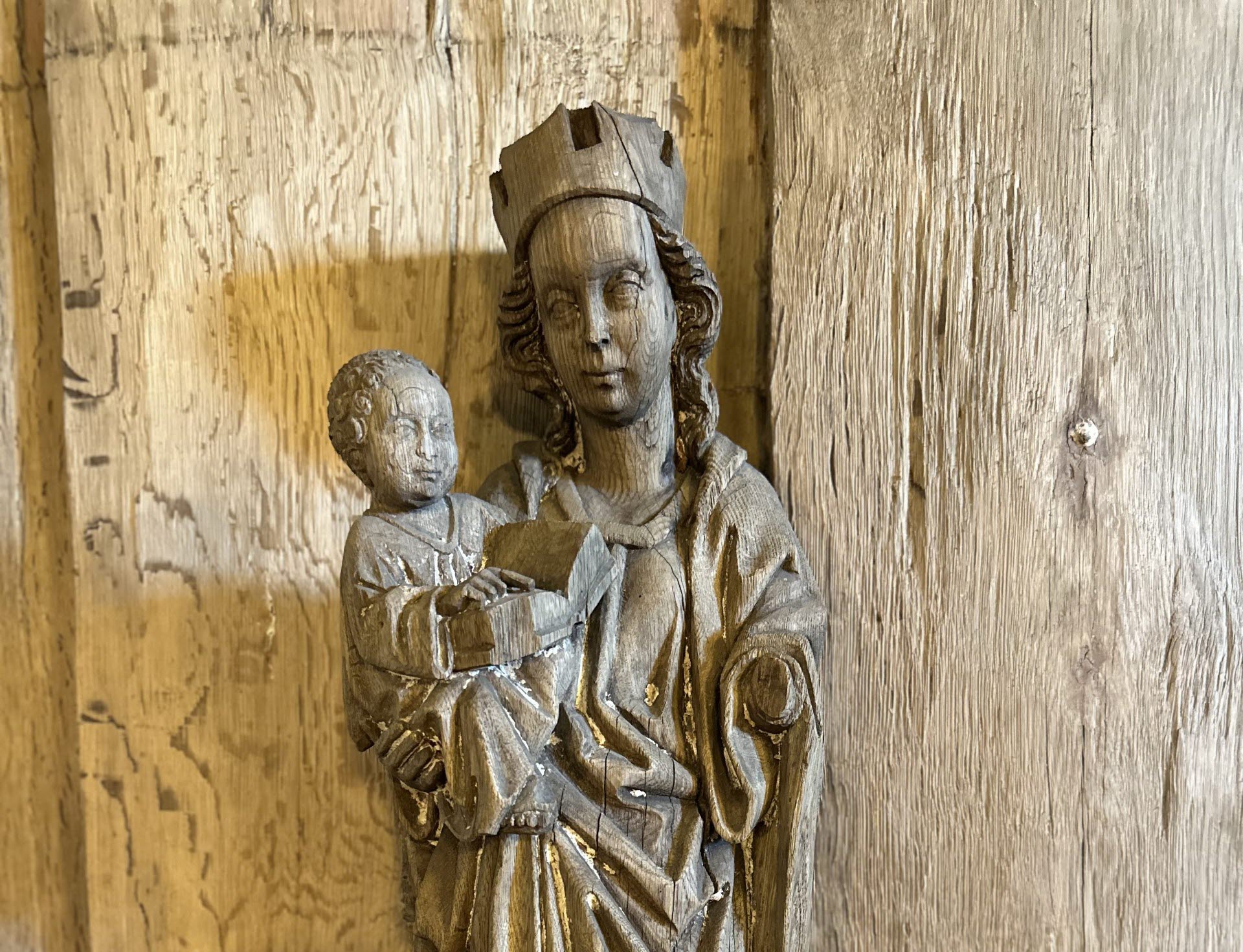 Wooden sculpture in a church.