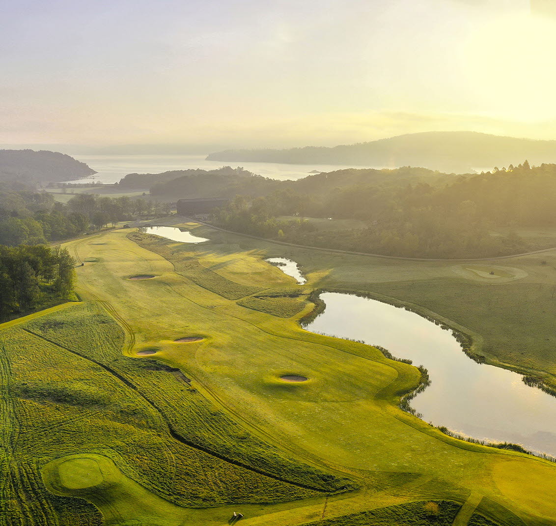 Golf course seen from above.