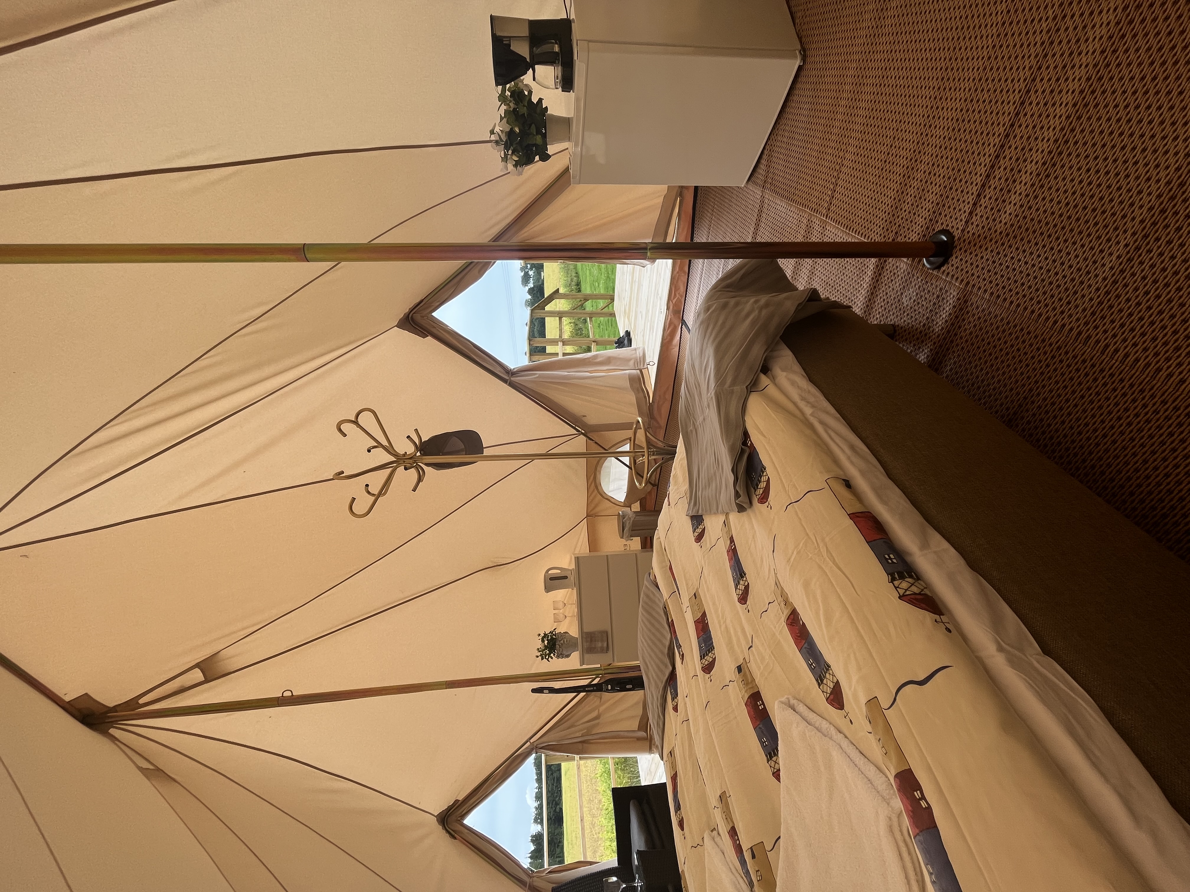 Interior view from inside the glamping tent