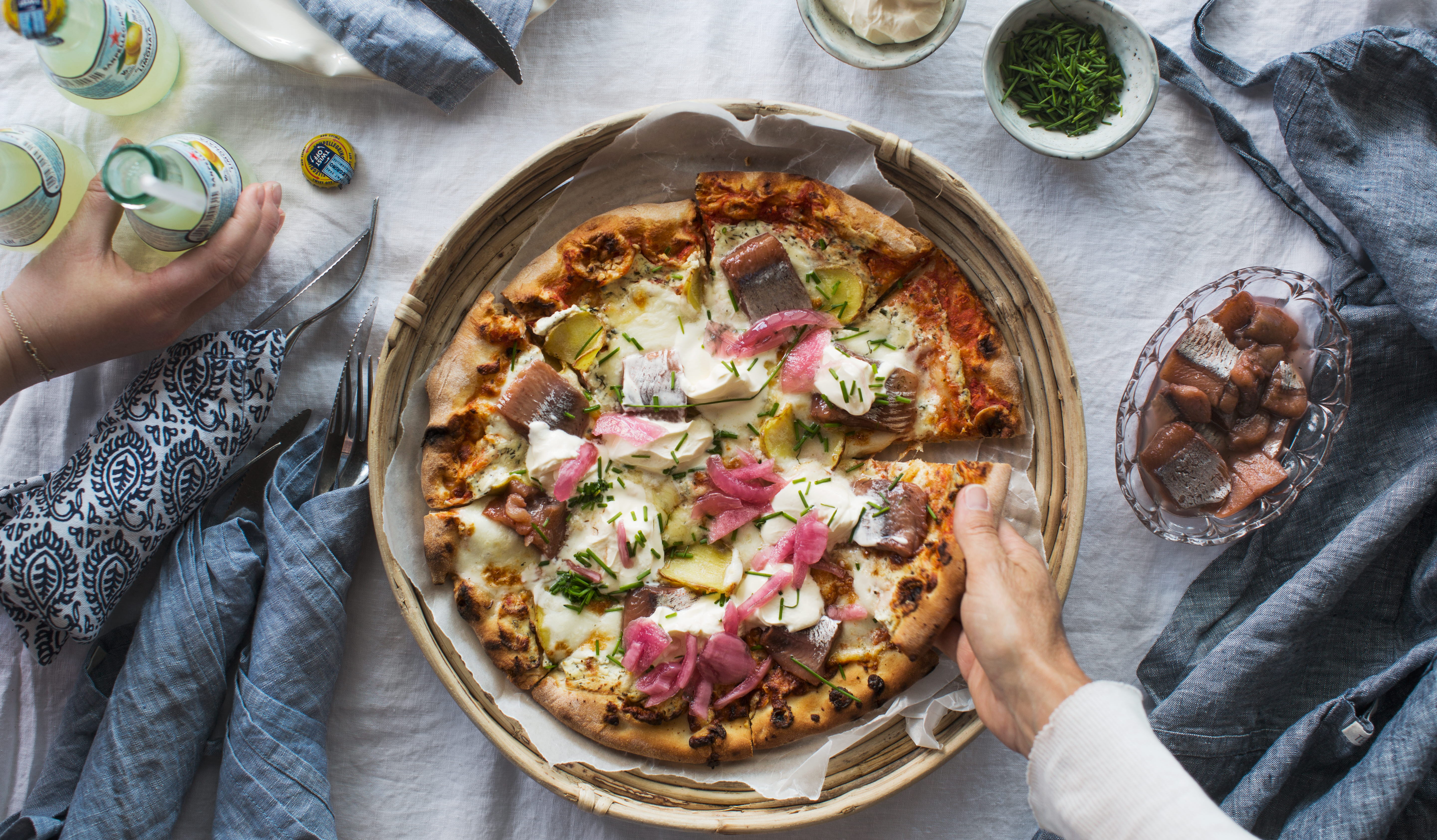 Pizza with stuffing from the Swedish west coast.