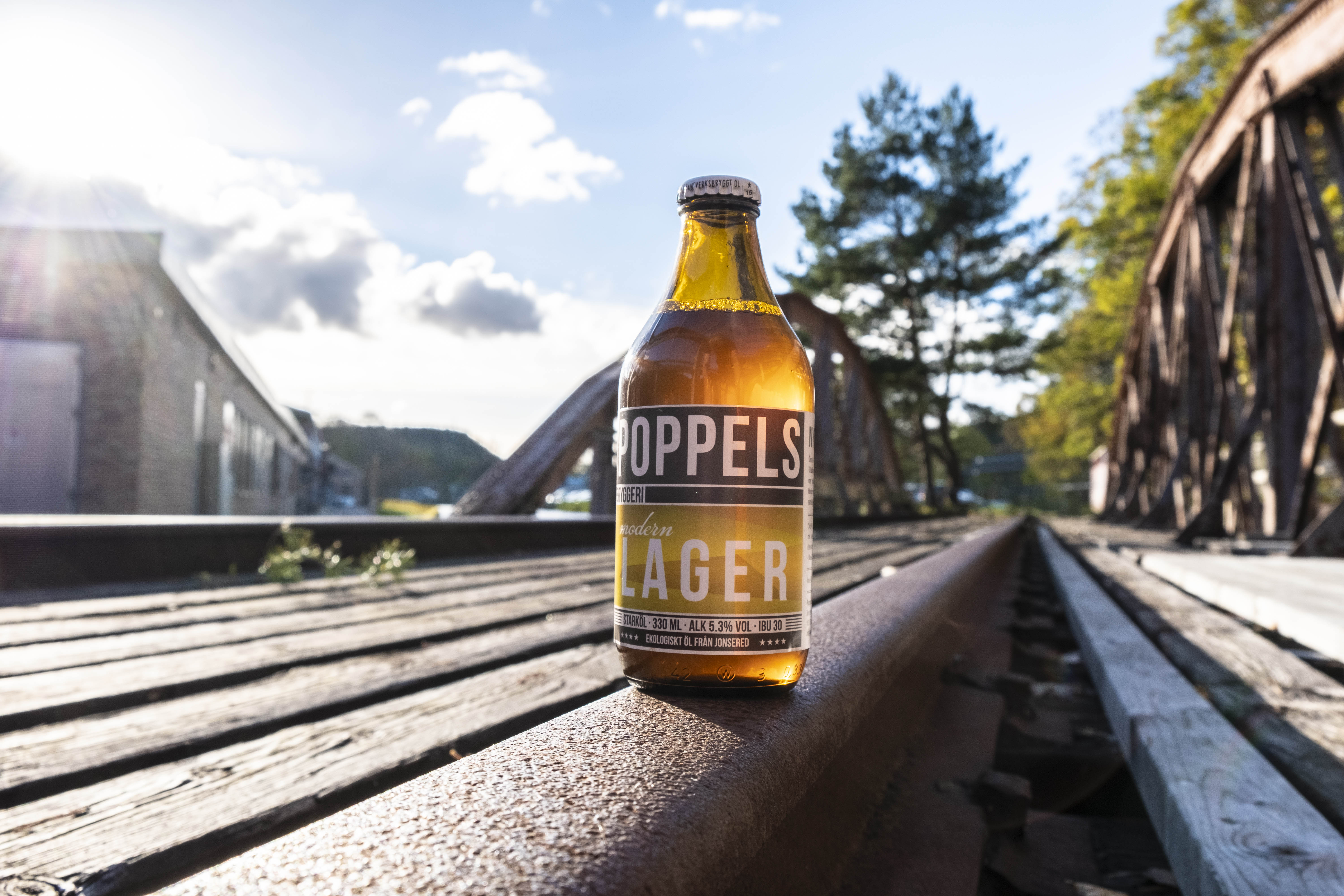 A beer bottle at the micro brewery Poppels Bryggeri.