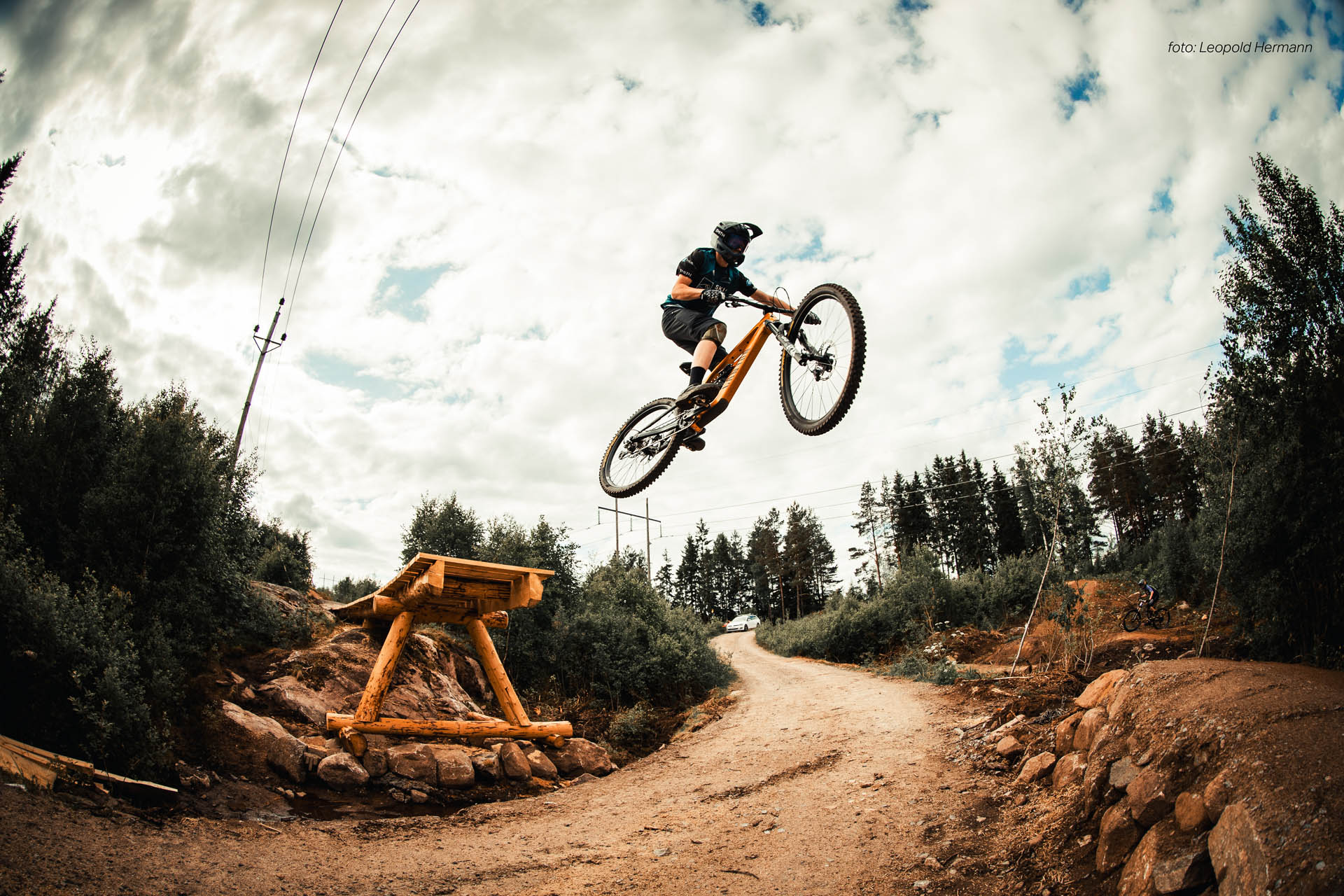 Bicycle on gravel surface.