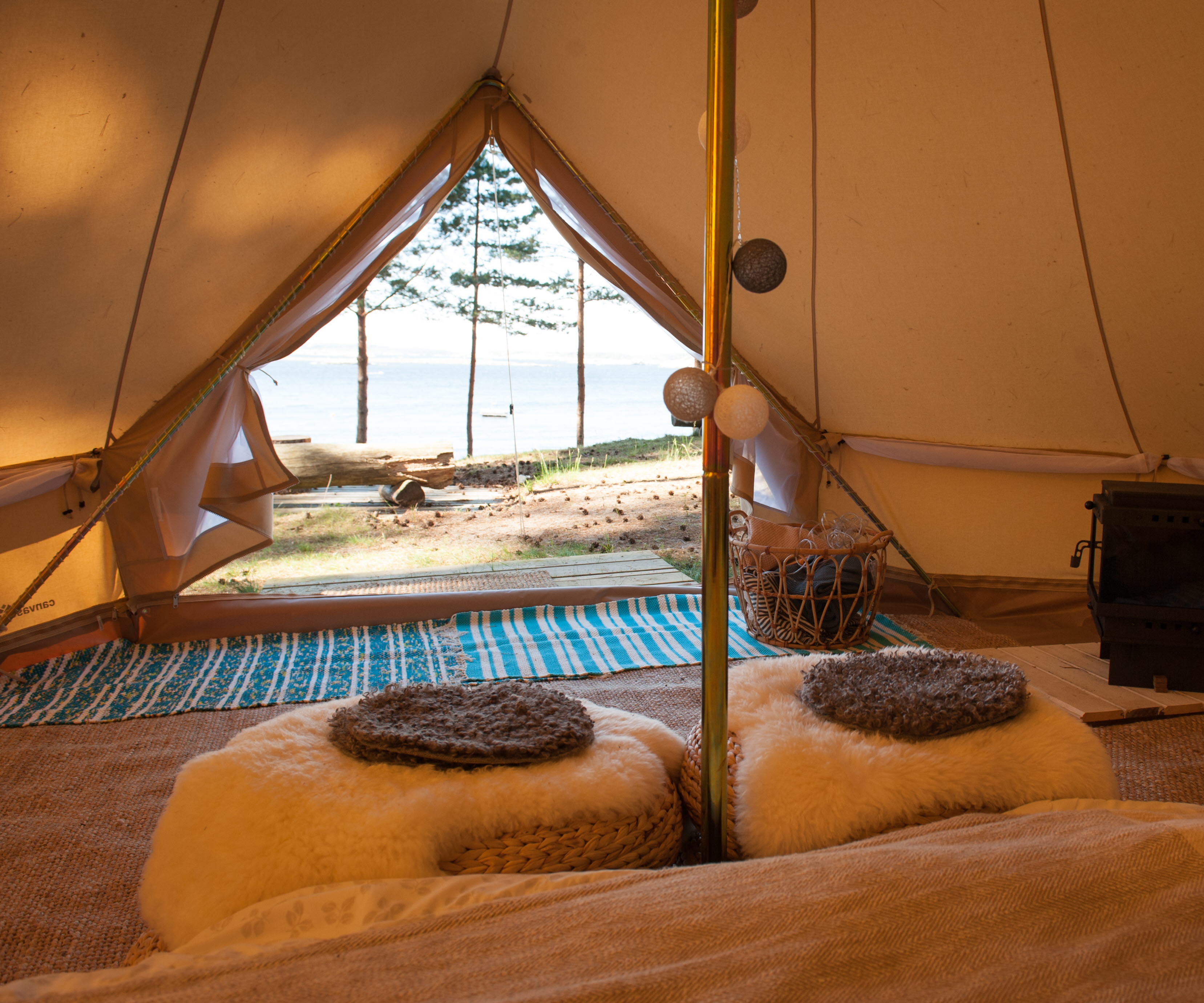 The view from inside the glamping tent.
