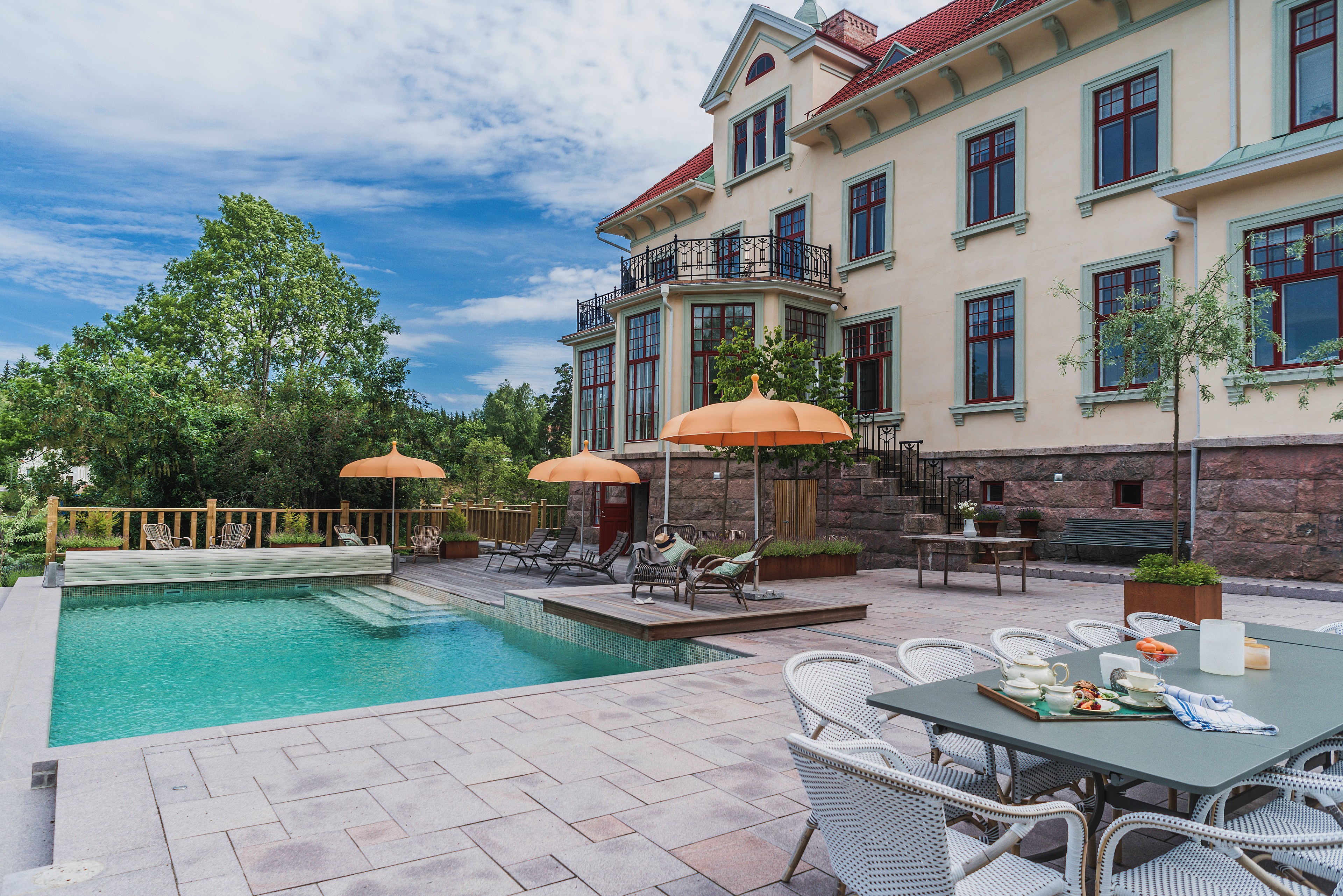 Outside pool at Villa Strömsfors.