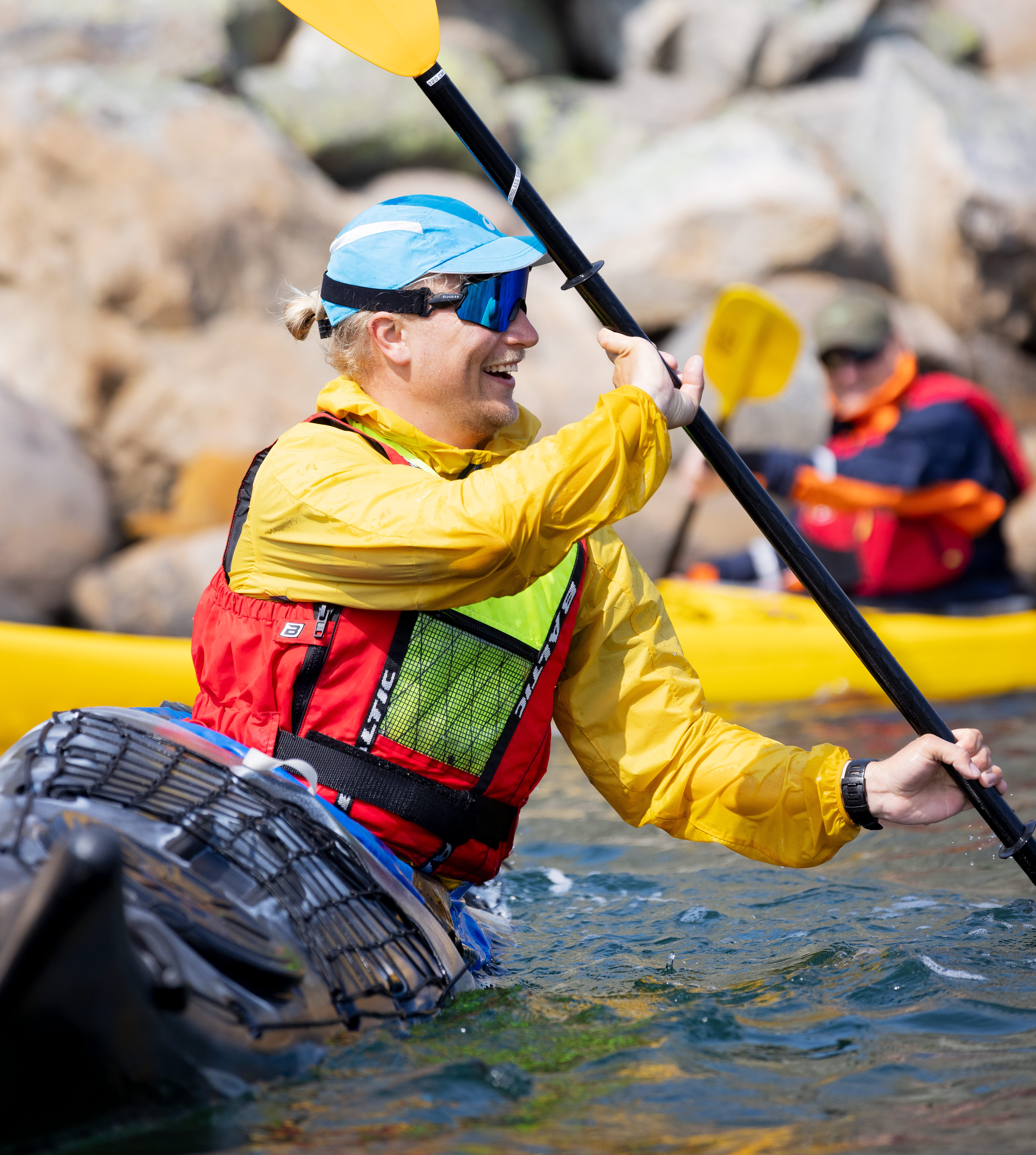 "Kayakers along the Bohuslän coast."
