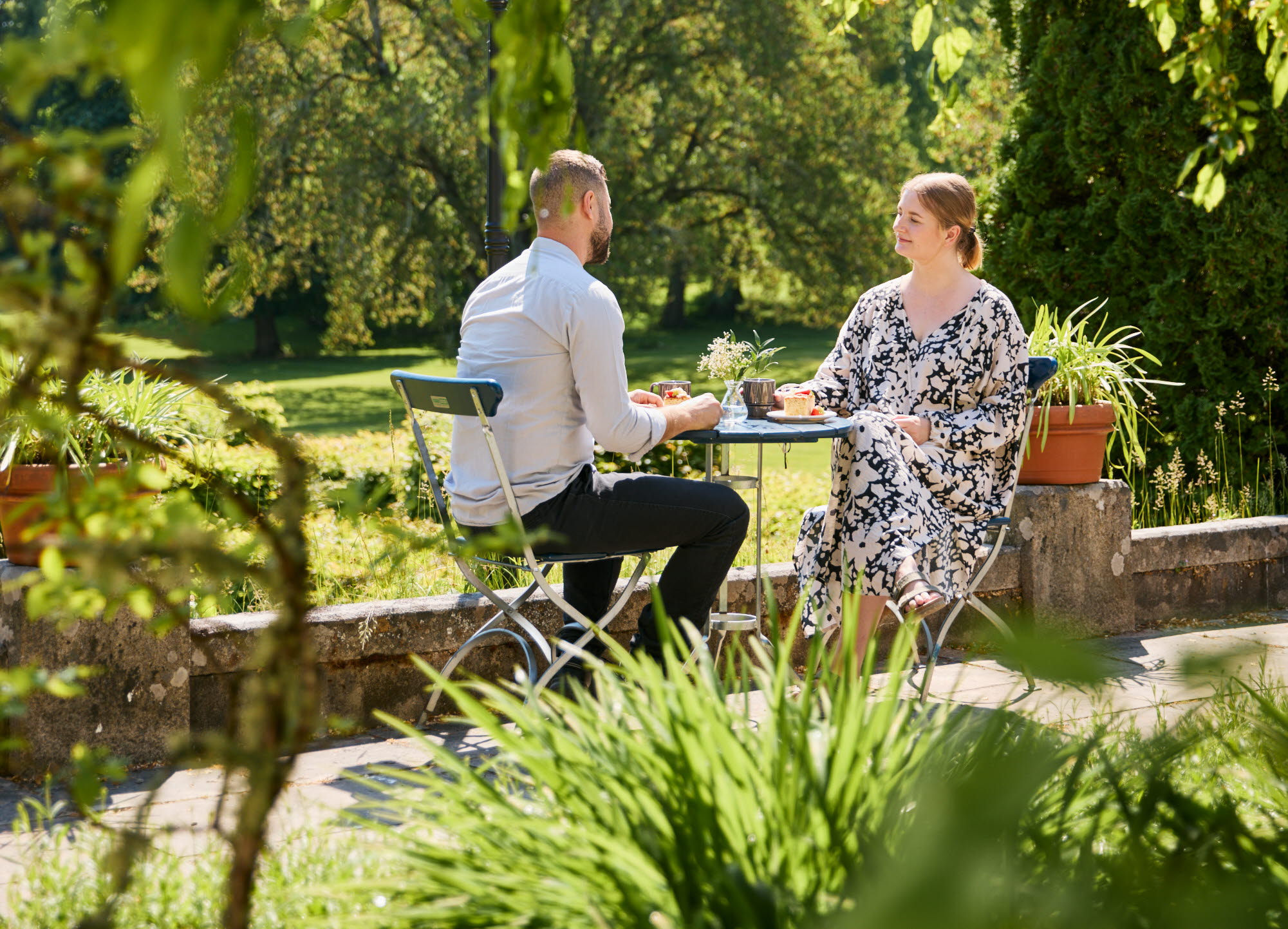 People hanging out in a mansion.