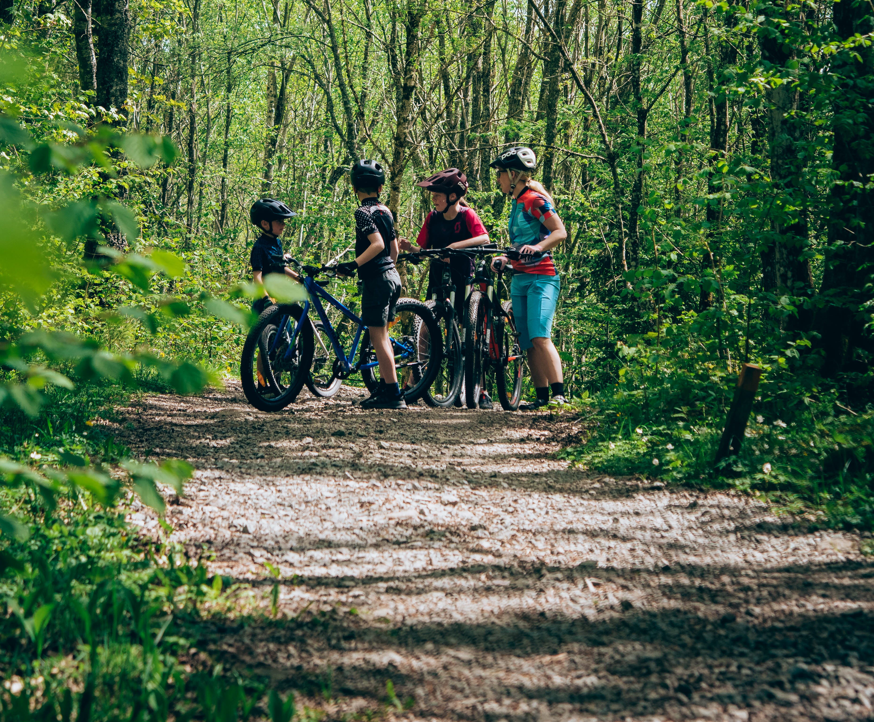 Aktiva barn cyklar på Billingen.