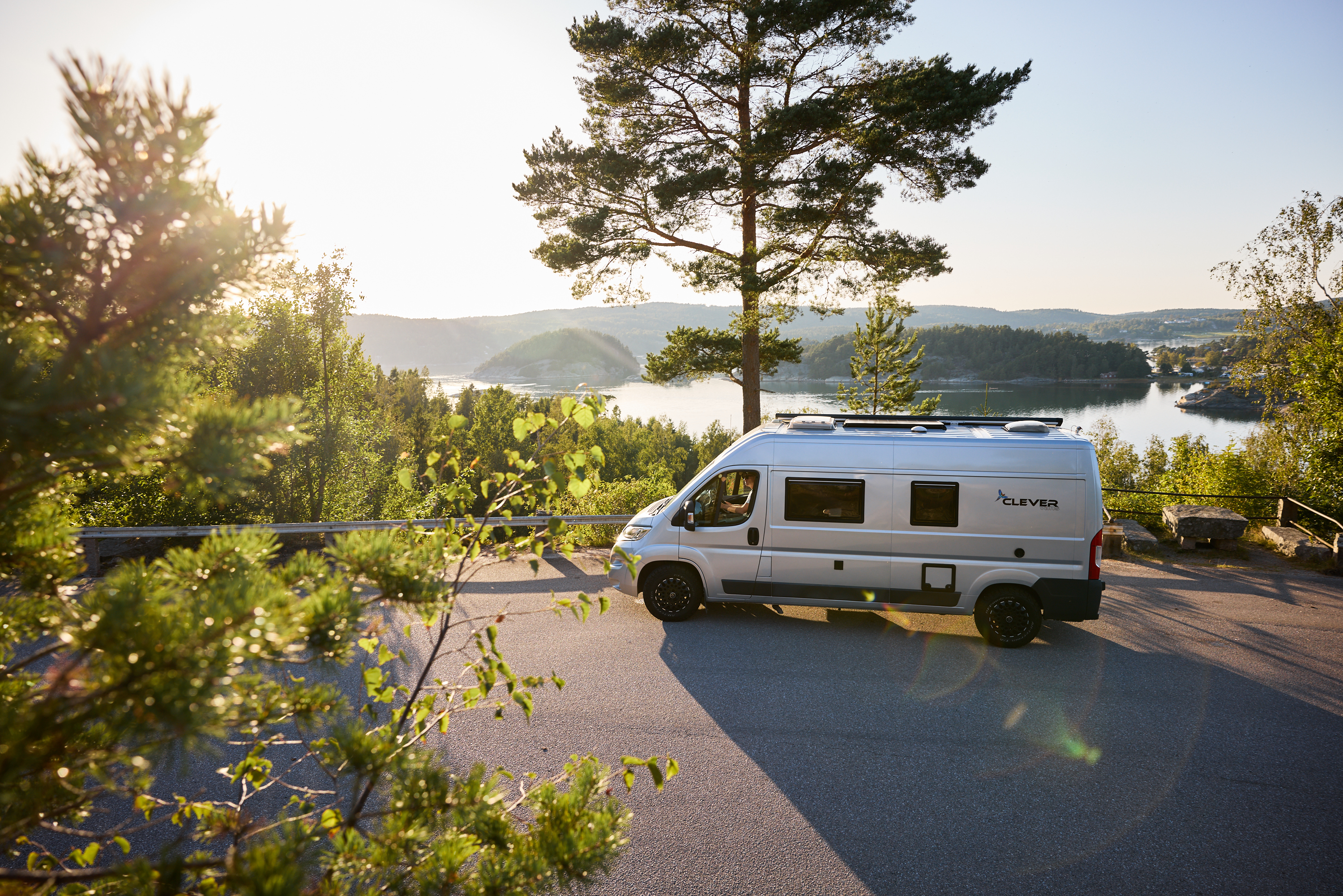 Motorhome in beautiful sunlight.